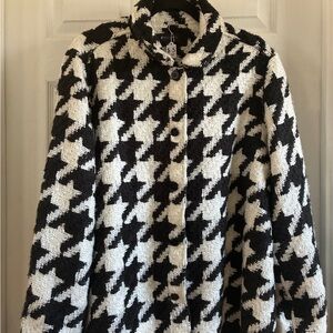 Express Black and White Houndstooth Teddy Jacket